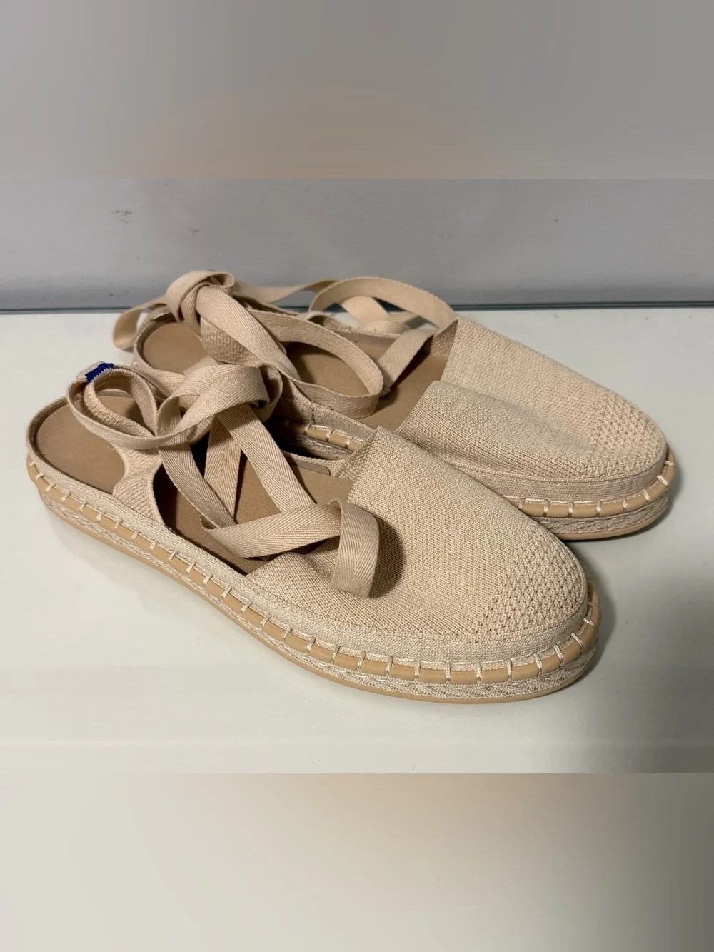 Rothy's Cream Lace-Up Espadrille
